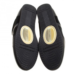Dolce and Gabbana Black Suede and Leather Logo Plaque Sneakers Size 41