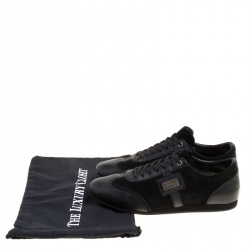 Dolce and Gabbana Black Suede and Leather Logo Plaque Sneakers Size 41