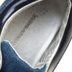 Pre Owned Dolce and Gabbana Blue Denim And Croc Leather Trim Low Top Sneakers Size 43.5