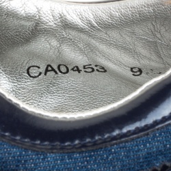 Pre Owned Dolce and Gabbana Blue Denim And Croc Leather Trim Low Top Sneakers Size 43.5