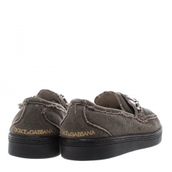 Pre Owned حذاء لوفرز دولتشي أند غابانا هورسبيت كانفاس بني مقاس 41.5