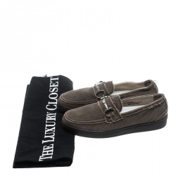 Pre Owned حذاء لوفرز دولتشي أند غابانا هورسبيت كانفاس بني مقاس 41.5