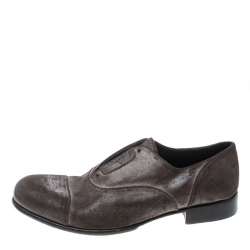 Dolce & Gabbana Brown Antique Finish Suede Laceless Oxfords Size 40