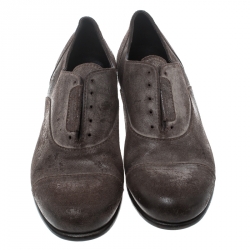 Dolce & Gabbana Brown Antique Finish Suede Laceless Oxfords Size 40