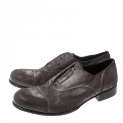 Dolce & Gabbana Brown Antique Finish Suede Laceless Oxfords Size 40