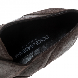 Dolce & Gabbana Brown Antique Finish Suede Laceless Oxfords Size 40