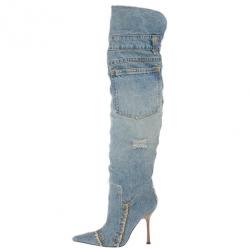 Dolce and Gabbana Denim Over the Knee Boots Size 37