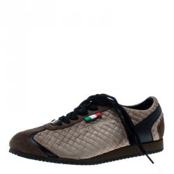 Dolce and Gabbana Tri Color Suede and Velvet Lace Up Sneakers Size 40