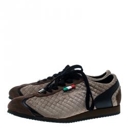 Dolce and Gabbana Tri Color Suede and Velvet Lace Up Sneakers Size 40