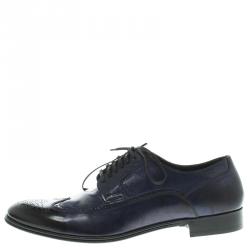 مملوكة مسبقًا حذاء أوكسفورد ديربي دولتشي آند غابانا جلد بروغي ثنائي اللون مقاس 42.5