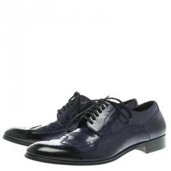 مملوكة مسبقًا حذاء أوكسفورد ديربي دولتشي آند غابانا جلد بروغي ثنائي اللون مقاس 42.5