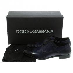 مملوكة مسبقًا حذاء أوكسفورد ديربي دولتشي آند غابانا جلد بروغي ثنائي اللون مقاس 42.5