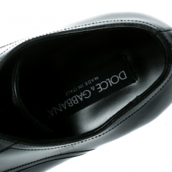 مملوكة مسبقًا Dolce and Gabbana Black Leather San Pietro Lace Up Derby Size 40