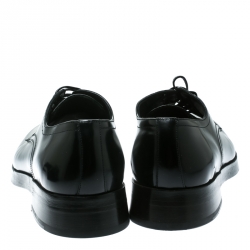 مملوكة مسبقًا Dolce and Gabbana Black Leather San Pietro Lace Up Derby Size 40