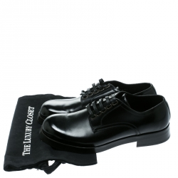 مملوكة مسبقًا Dolce and Gabbana Black Leather San Pietro Lace Up Derby Size 40