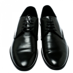 Pre Owned Dolce and Gabbana Black Leather Lace Up Derby Size 45