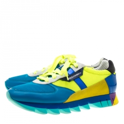 Dolce And Gabbana Multicolor Leather And Mesh Capri Low Top Sneakers Size 44