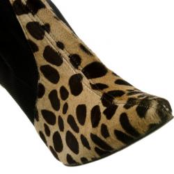 Pre Owned Dolce and Gabbana Pointed Toe Pony Hair Knee Length Boots Size 38