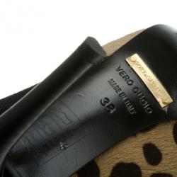 Pre Owned Dolce and Gabbana Pointed Toe Pony Hair Knee Length Boots Size 38