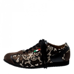 Dolce And Gabbana Tricolor Suede And Fabric Lace Up Sneakers Size 42
