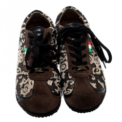 Dolce And Gabbana Tricolor Suede And Fabric Lace Up Sneakers Size 42