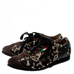 Dolce And Gabbana Tricolor Suede And Fabric Lace Up Sneakers Size 42