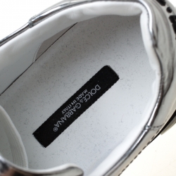 Pre Owned Dolce & Gabbana Metallic Silver Mirror Leather Platform Sneakers Size 42.5