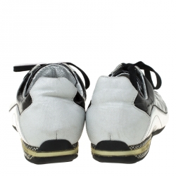 مملوكة مسبقًا Dolce And Gabbana Grey/Black Patent Leather and Fabric Lace Up Low Top Sneakers Size 43