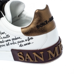 مملوكة مسبقًا  حذاء رياضي دولتشي أند غابانا برباط مرصع قلب جلد أبيض مقاس 44