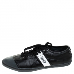 مملوكة مسبقًا حذاء رياضي دولتشي أند غابانا بحافة منخفضة جلد وسويدي أسود مقاس 43