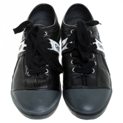 مملوكة مسبقًا حذاء رياضي دولتشي أند غابانا بحافة منخفضة جلد وسويدي أسود مقاس 43