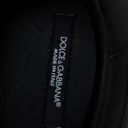 Pre Owned Dolce and Gabbana Black Elastic Logo Leather Melt Portofino Sneakers Size 44