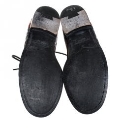 Pre Owned Dolce & Gabbana Multicolor Cross-stitched Rose Suede And Velvet Derby Size 41