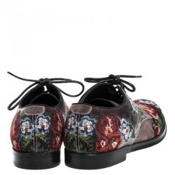 Pre Owned Dolce & Gabbana Multicolor Cross-stitched Rose Suede And Velvet Derby Size 41