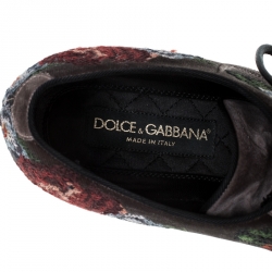 Pre Owned Dolce & Gabbana Multicolor Cross-stitched Rose Suede And Velvet Derby Size 41