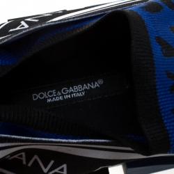 Dolce & Gabbana Blue/Black Stretch Mesh Logo Sorrento Slip On Sneakers Size 40