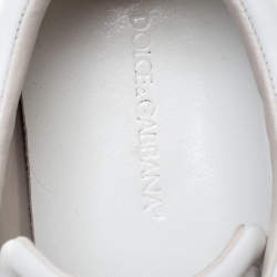 مملوكة مسبقًا Dolce and Gabbana White Leather Low Top Sneakers Size 43