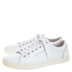 مملوكة مسبقًا Dolce and Gabbana White Leather Low Top Sneakers Size 43