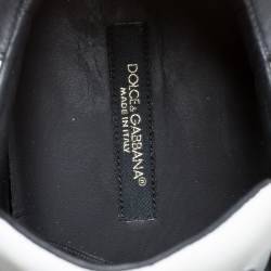 Dolce and Gabbana White/Black Crown Print Leather Portofino Low Top Sneakers Size 41