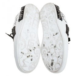 Dolce and Gabbana White/Black Leather Portofino Low Top Sneakers Size 42