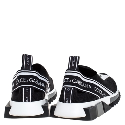 Pre Owned Dolce & Gabbana Black Stretch Fabric Sorrento Slip On Sneakers Size 40.5