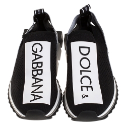 Pre Owned Dolce & Gabbana Black Stretch Fabric Sorrento Slip On Sneakers Size 40.5