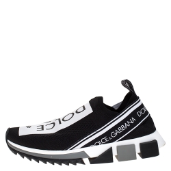 Pre Owned Dolce & Gabbana Black Stretch Fabric Sorrento Slip On Sneakers Size 40.5