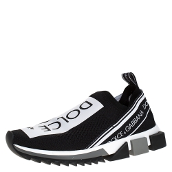 Pre Owned Dolce & Gabbana Black Stretch Fabric Sorrento Slip On Sneakers Size 40.5