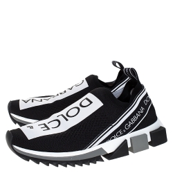 Pre Owned Dolce & Gabbana Black Stretch Fabric Sorrento Slip On Sneakers Size 40.5