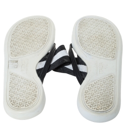 Pre Owned Dolce & Gabbana Leather And Logo Debossed Nylon Fabric Thong Flats Size 44