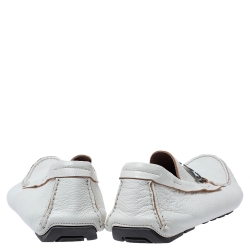 Pre Owned Dolce & Gabbana White Leather Driving Horsebit Slip On Loafers Size 44.5 