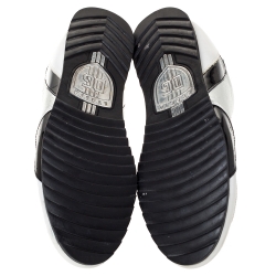 Pre Owned Dolce & Gabbana White/Black Patent and Leather Logo Low Top Sneakers Size 45