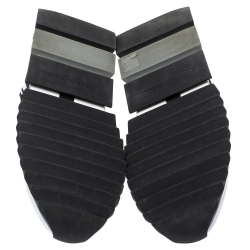 مملوكة مسبقًا Dolce & Gabbana White/Black Stretch Fabric Logo Sorrento Slip On Sneakers Size 42