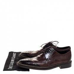 Pre Owned Dolce & Gabbana Brown Ostrich Leather Brogues Lace Up Derby Size 41.5